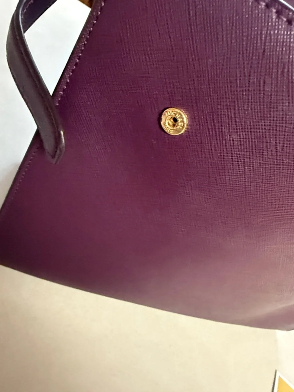 Michael Kors Plum Saffiano Leather Satchel with Gold Accents - Picture 6 of 15